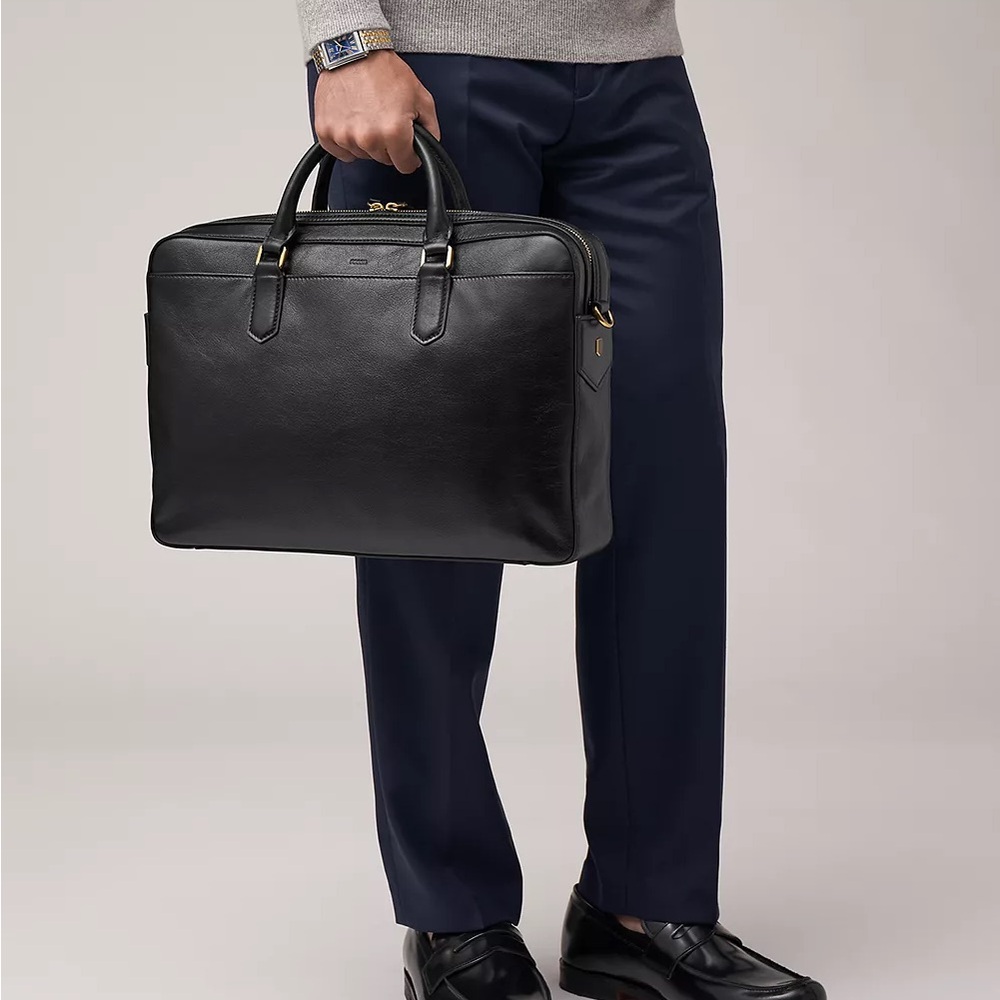 fossil leather briefcase